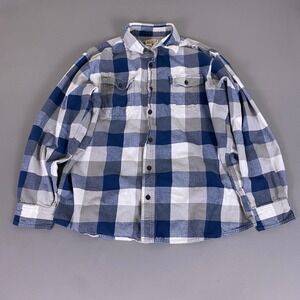 RedHead Flannel Shirt Men's Size XL Button Up Blue Gray Plaid 100% Cotton